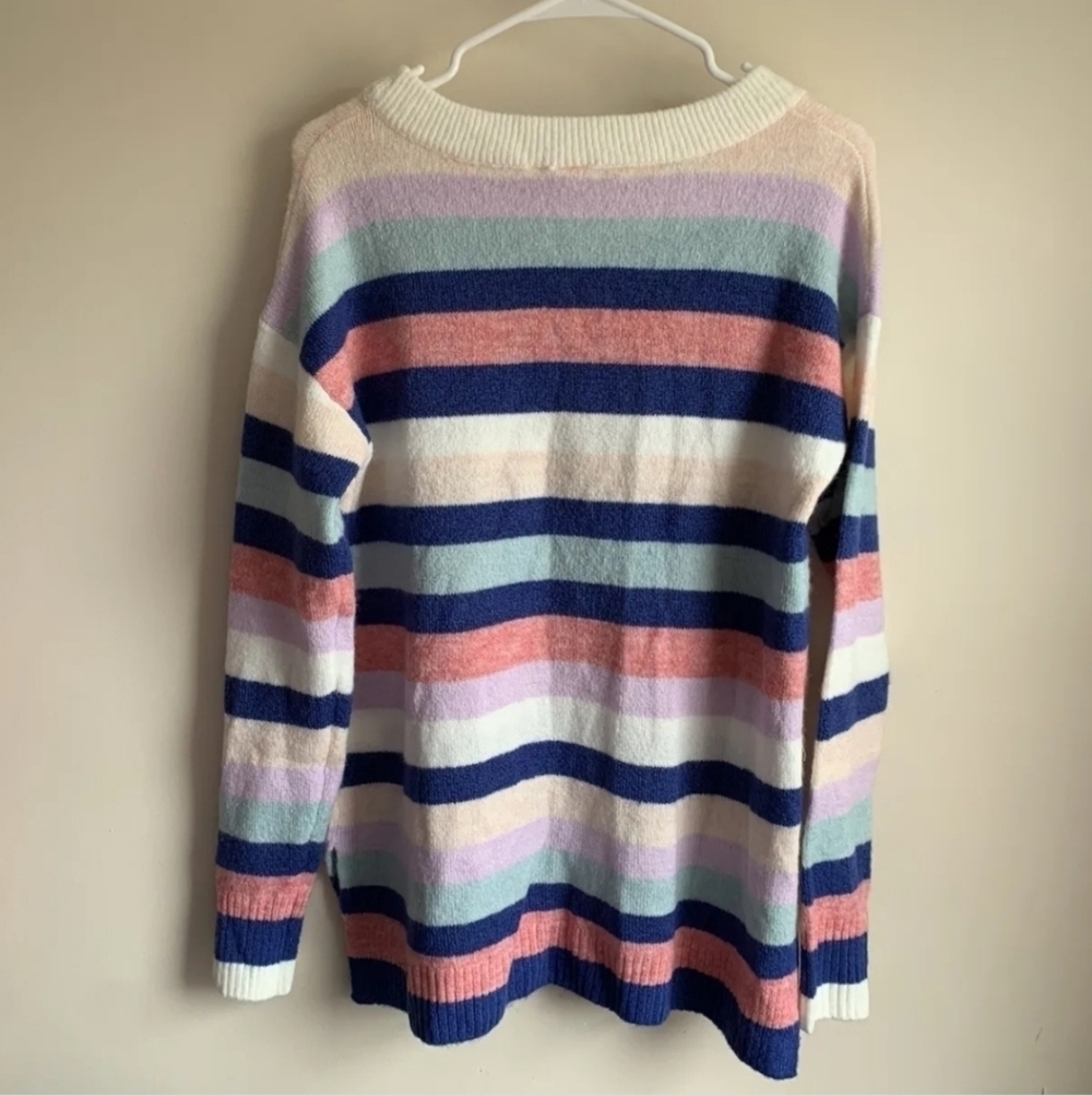 GAP Multicolor Striped Crew Neck Sweater Oversized Size Medium - Picture 4 of 12